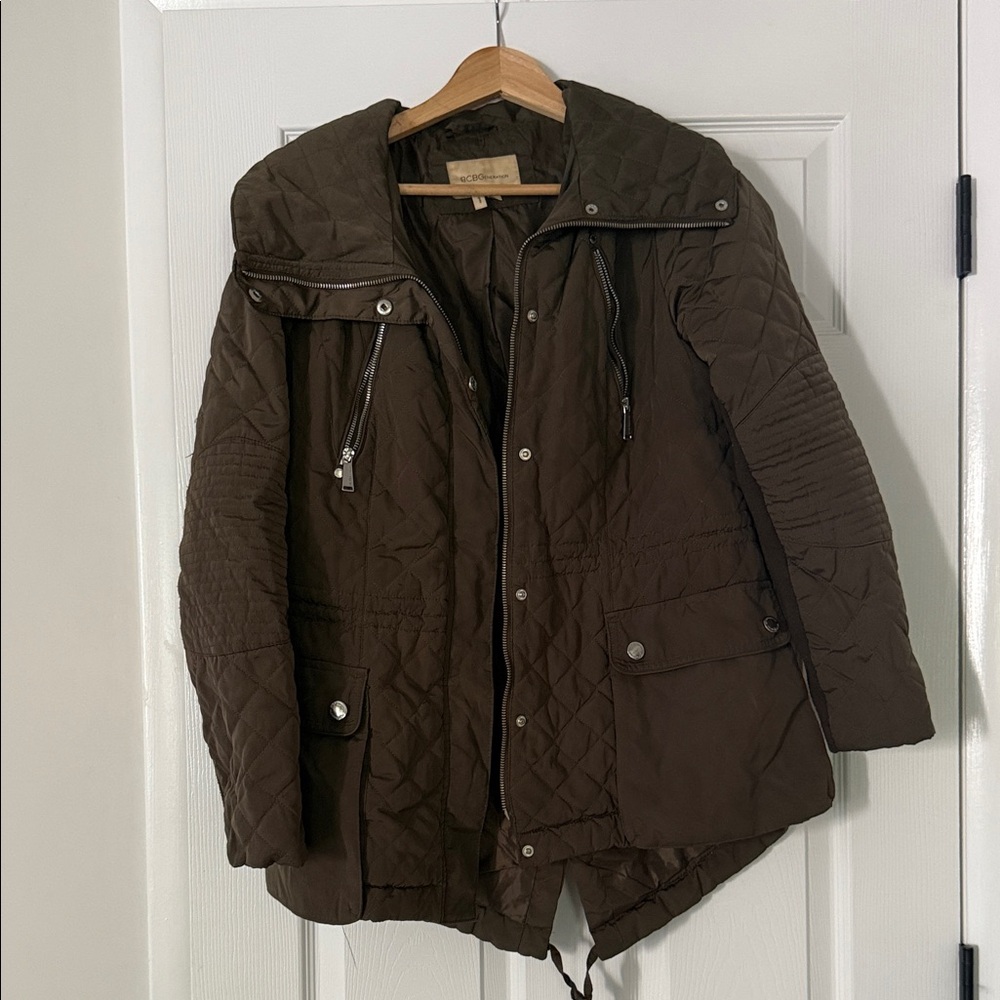 BCBGeneration Men's Dark Brown Quilted Puffer Jacket